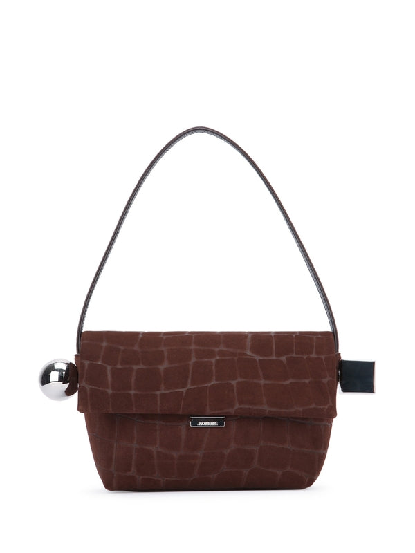 Rond Carre Croco Effect Leather Shoulder
  Bag