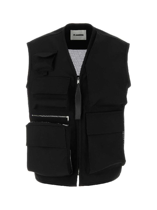 Workwear Multi-pocket Detail Wool Vest