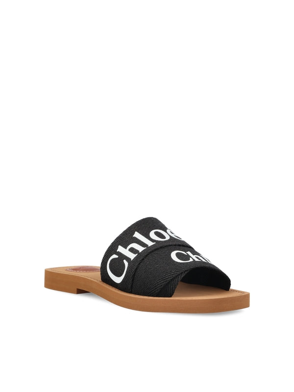 Woody Logo Linen Sandals