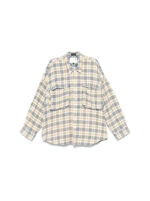 Check Pattern Double Pocket Cotton Shirt