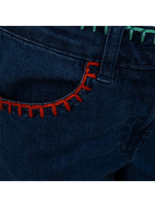 Embroidered Detail Denim Pants