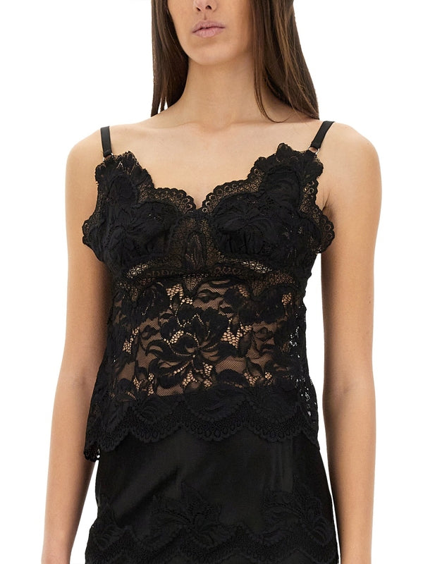 All-over Lace Decoration Bustier Top