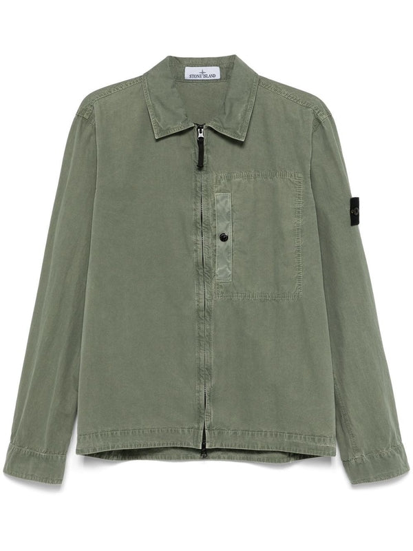 Wappen Patch Cotton Zip-up Shirt