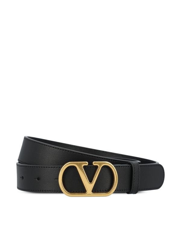 V Logo Leather Belt