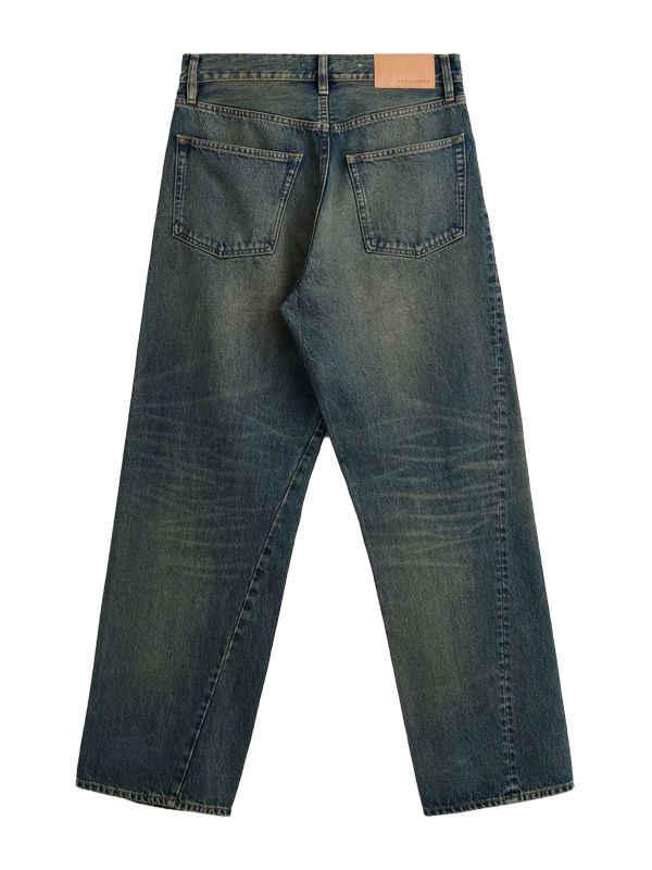 Wide Twist Dirty Blue Denim Pants