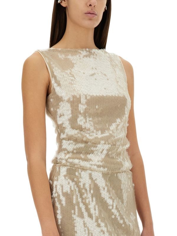 Eton Sequin Decoration Sleeveless Top