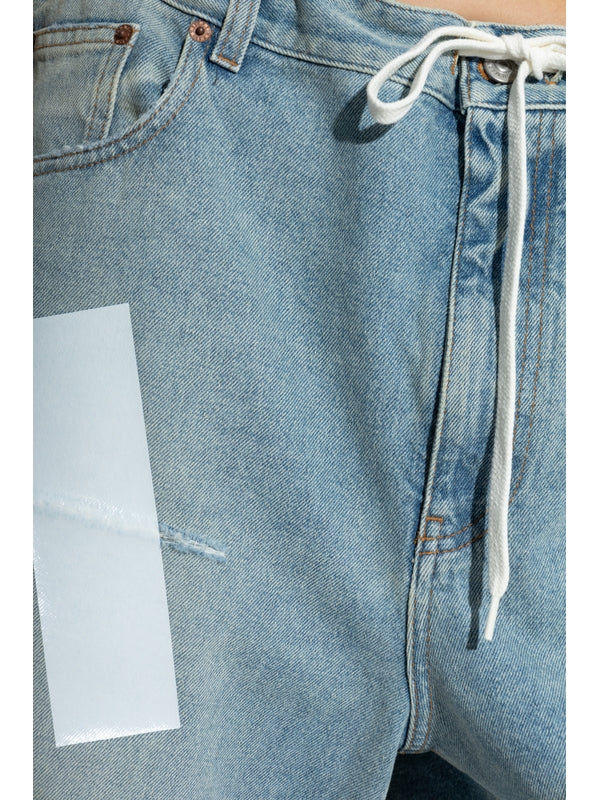 Distressed Washing
  Denim Bermuda Shorts