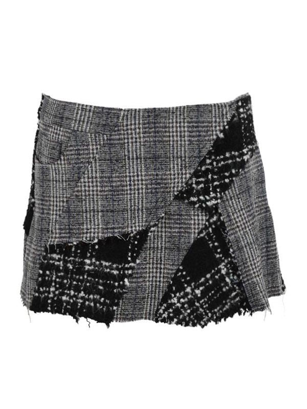 Patchwork Detail Check Skirt