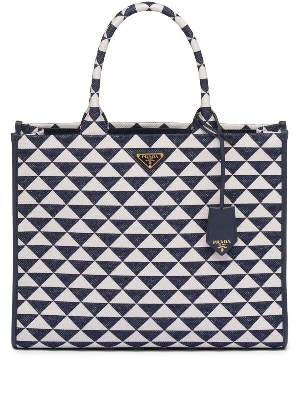 Triangular Logo Saffiano Large Tote Bag