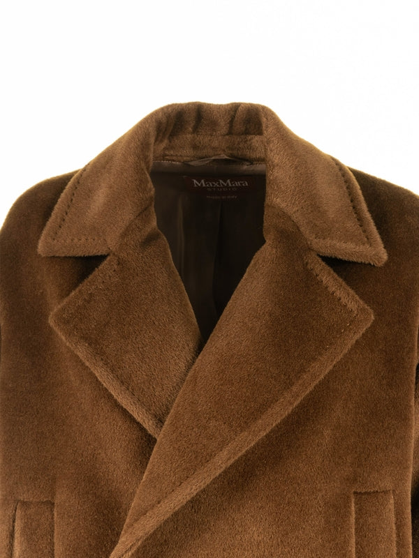 Double Breasted Alpaca Wool Peacoat