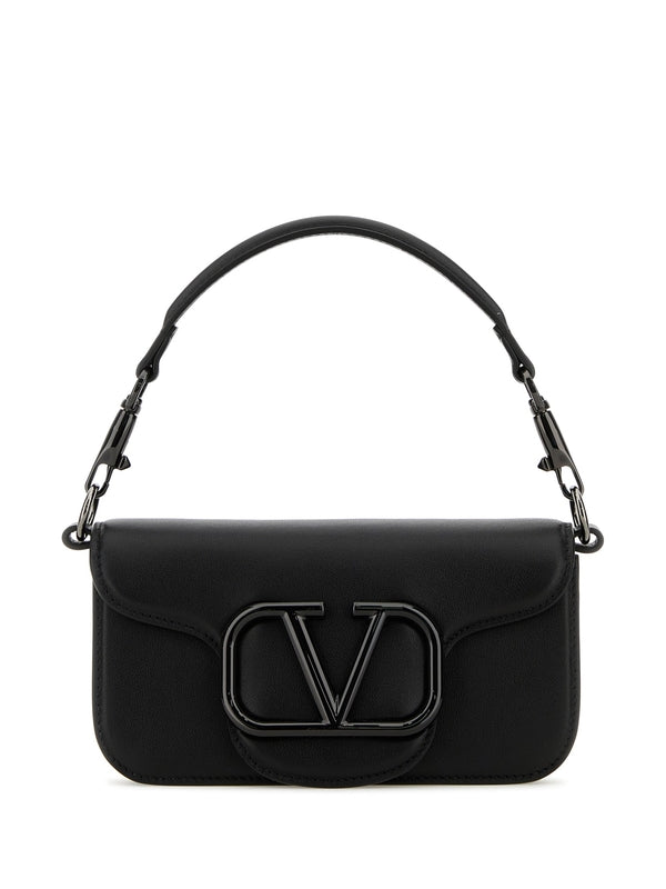 V Logo Leather Shoulder Bag