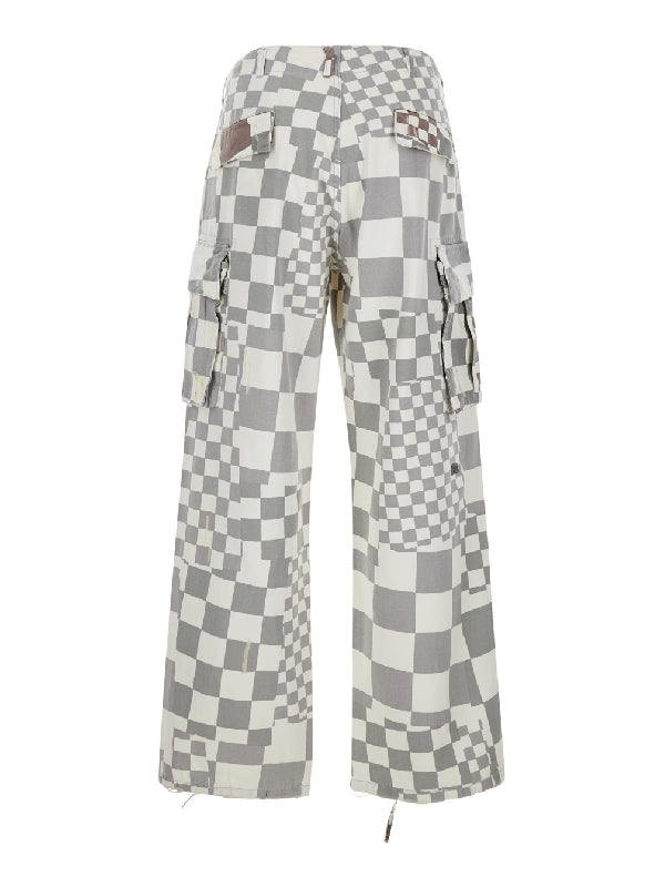 Distressed Check Cargo Pants