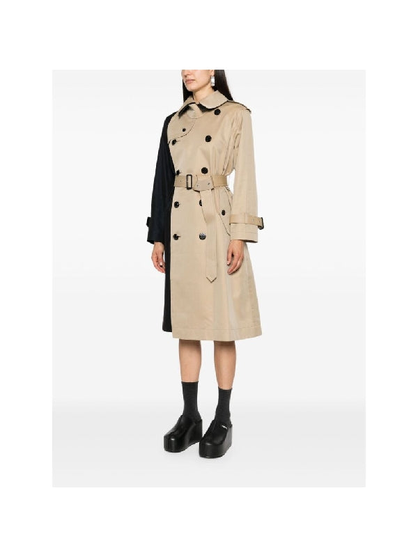 Asymmetric Detail Double Trench Coat