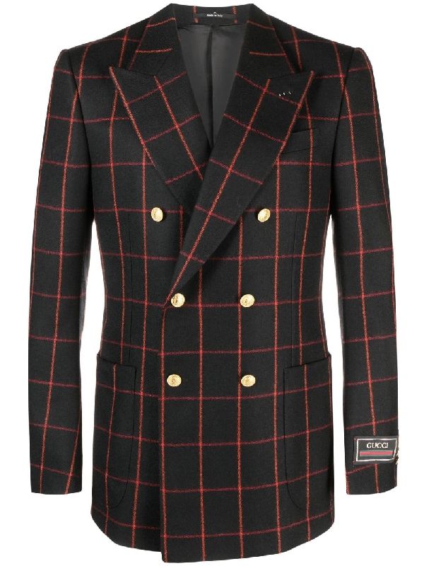 Logo Check Wool Double Jacket