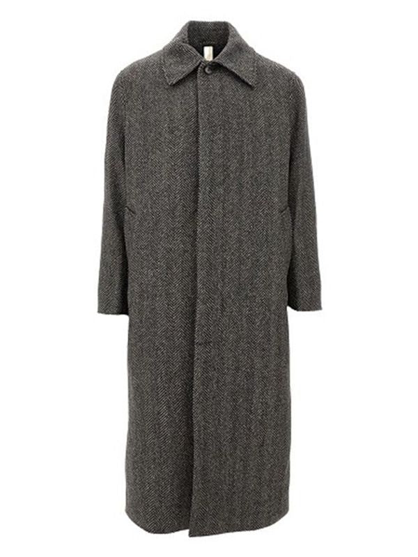 Winter Herringbone Wool Coat