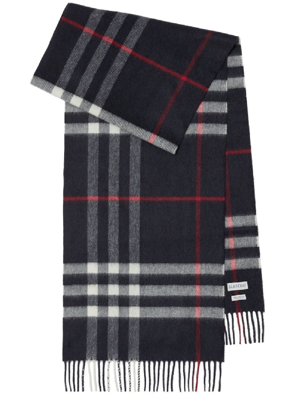 Check Cashmere Fringe Muffler