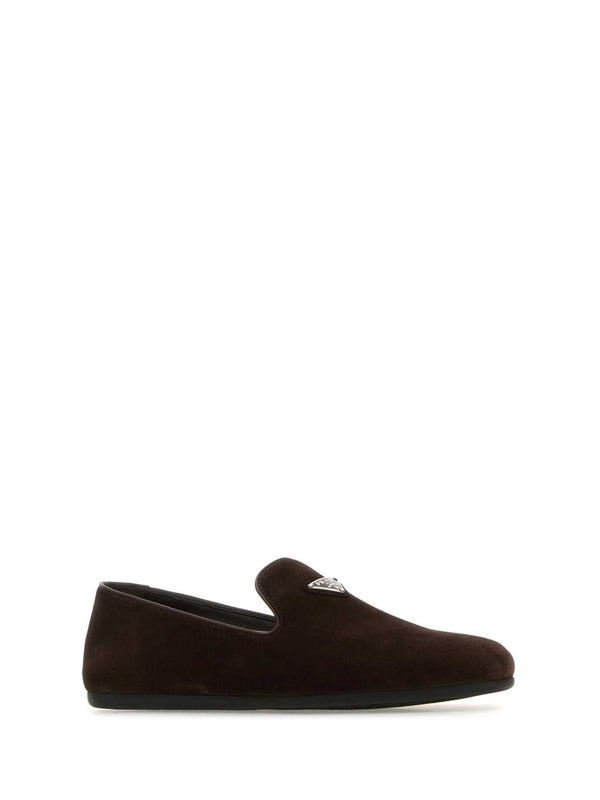 Triangle Logo Suede Loafers