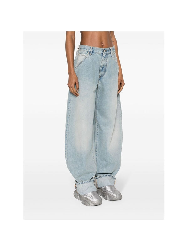 Back Logo Patch Turn-Up Denim
  Pants