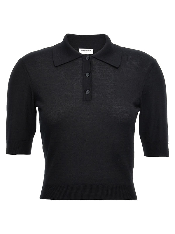 Cashmere Wool Short Sleeve
  Polo Shirt