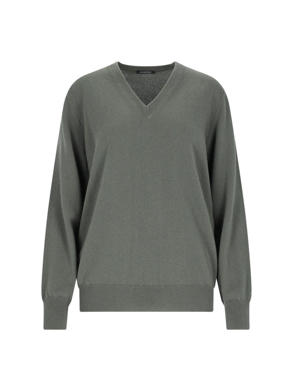 Ribbed Cashmere V-Neck Knit