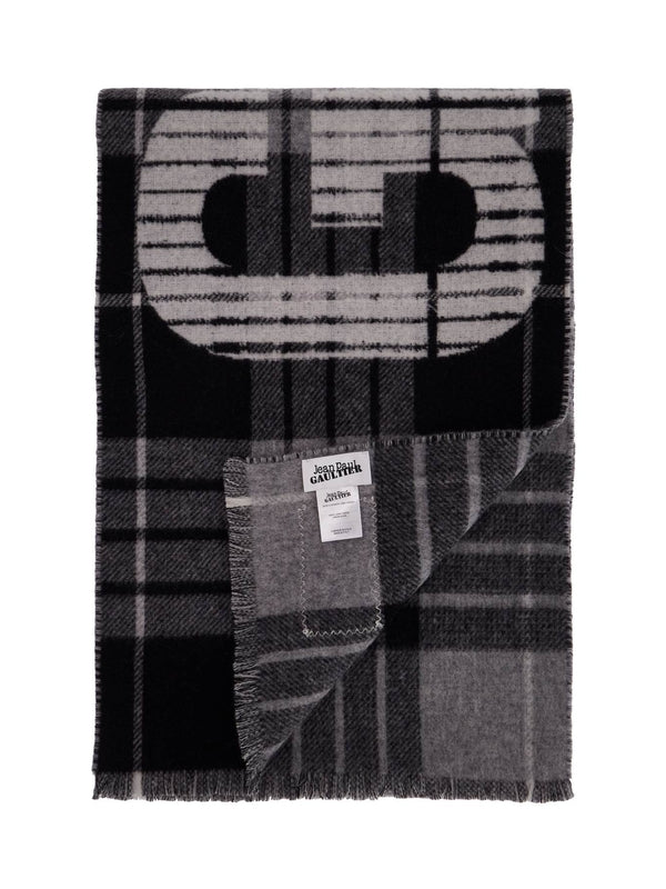 Logo Label Check Wool Muffler