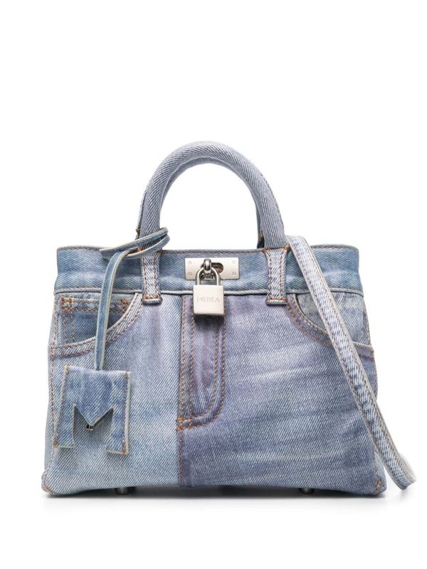 Nina Denim Effect Leather Tote Bag