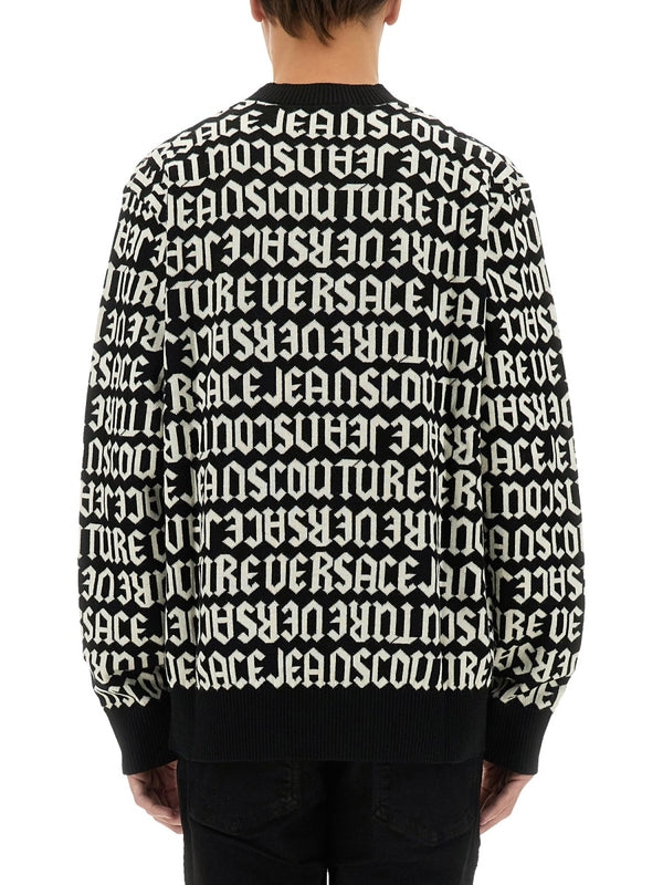 Allover Lettering Wool Blend Knit