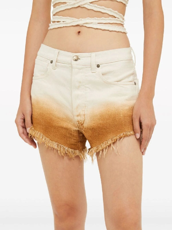 Gradient Fringe Denim Shorts