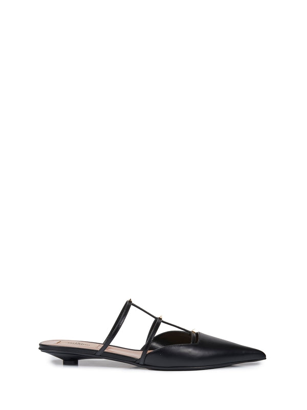 Wispy Rockstud Leather Flat Shoes