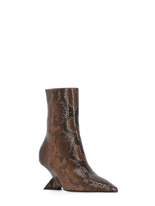 Animal Pattern Leather Ankle Boots