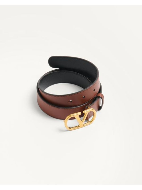 V Logo Leather Belt