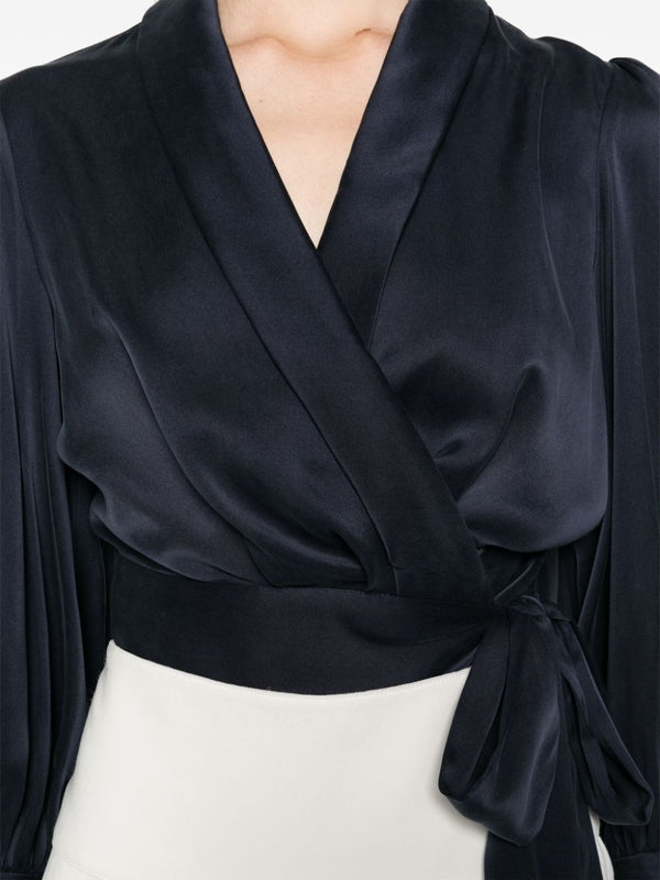 Wrap Detail Silk Blouse