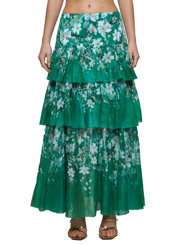 Avery Flower Print Midi Skirt