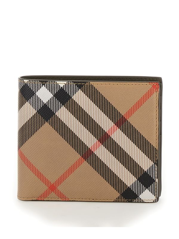 Check Pattern Flap Bifold Wallet