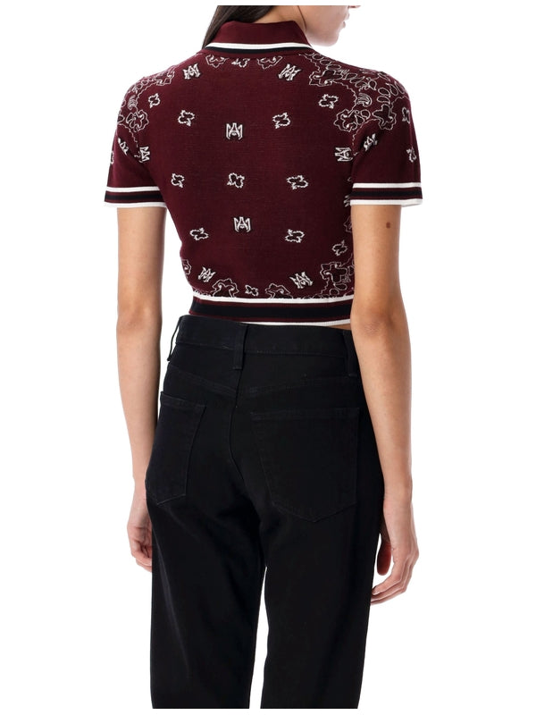 Bandana Crop Knit Polo Shirt