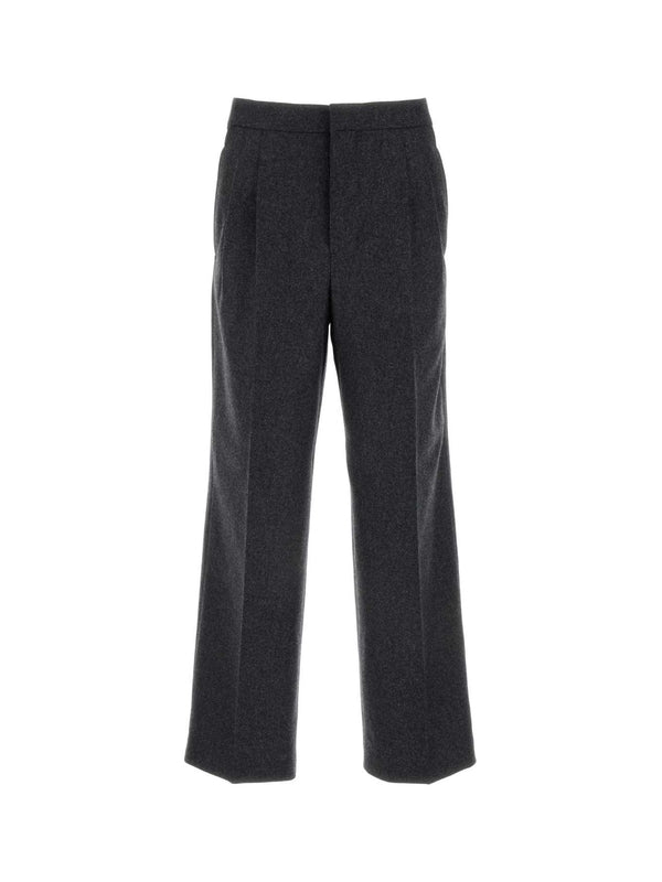 Back Strap Pleated Wool Pants