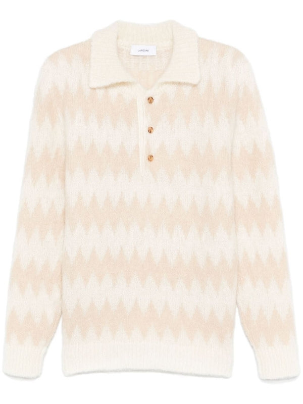 Mohair Blend Knit Polo Shirt