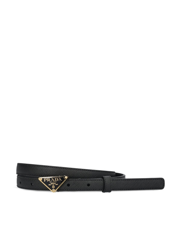 Triangle Logo Buckle Leather Belt