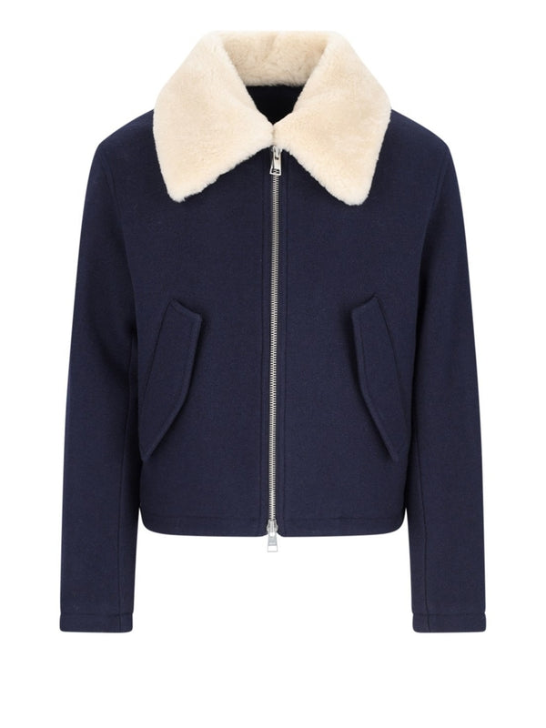 Shearling Collar Wool Jacket