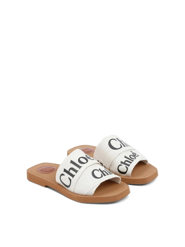 Woody Logo Linen Slides