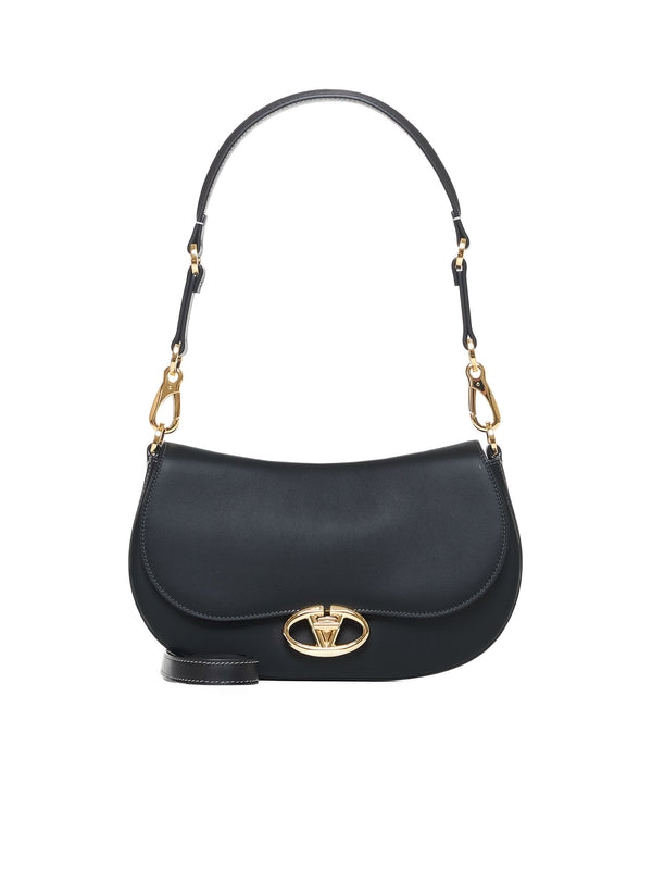 V Logo Leather Shoulder Bag