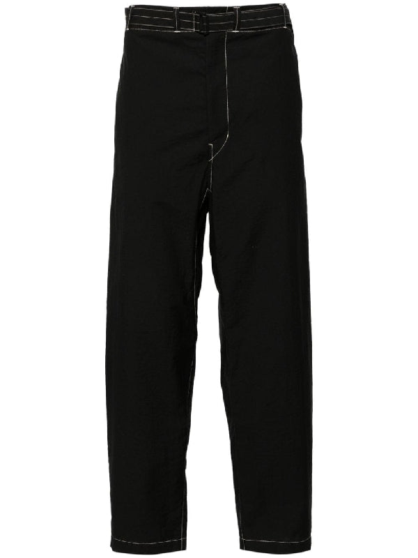 Belted Cotton Tapered Pants