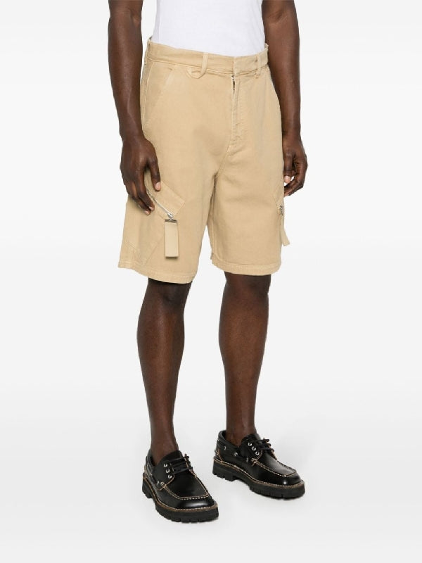 Zipper Cargo Cotton Shorts