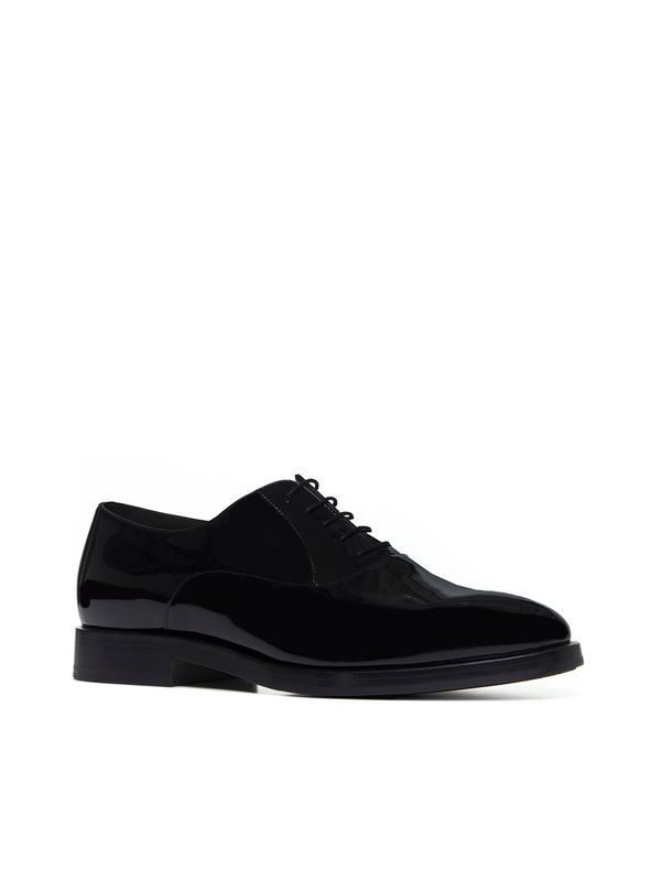 Black Leather Lace-Up Shoes