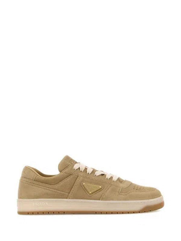 Triangular Logo Suede Low-top Sneakers