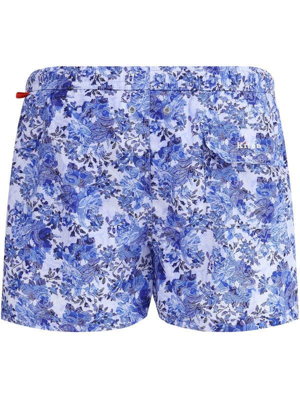 Logo Button Allover Printing Swim Pants