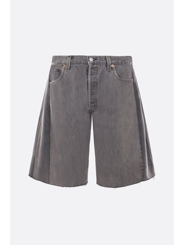 Back Logo-patch Reworked Cotton Denim Shorts
