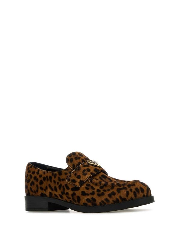 Triangle Logo Leopard Loafers