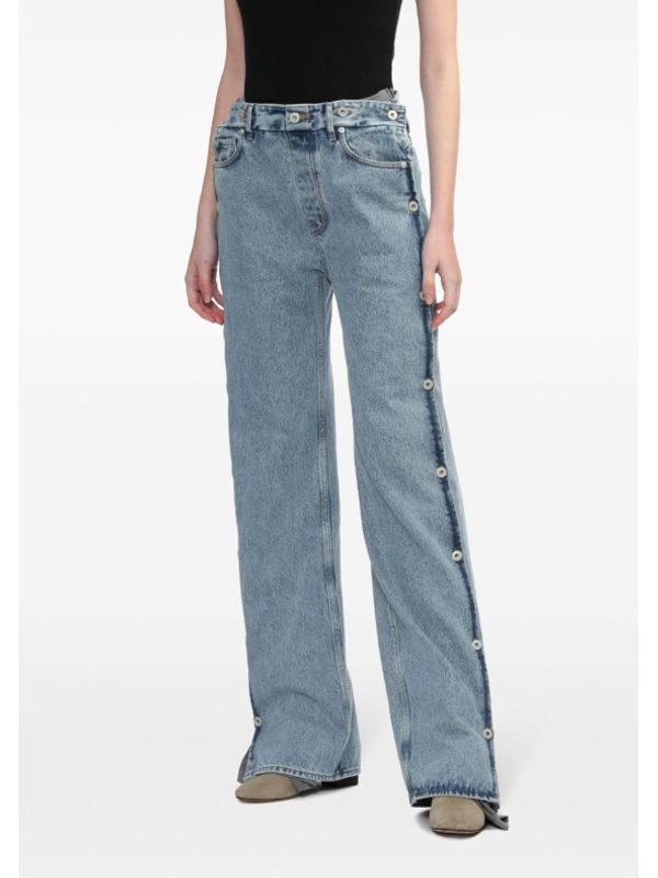Side Button Hybrid Denim Pants