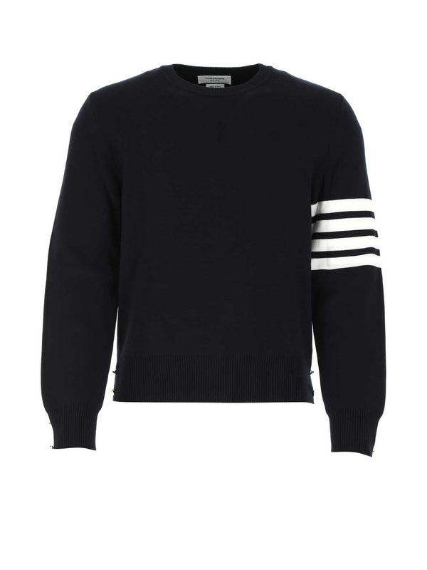 4-Bar Cotton Crewneck Knit